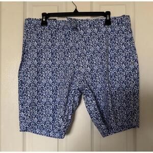 RLX Ralph Lauren Shorts Mens 34 Blue White Tailored Fit Golf Fish Print Stretch